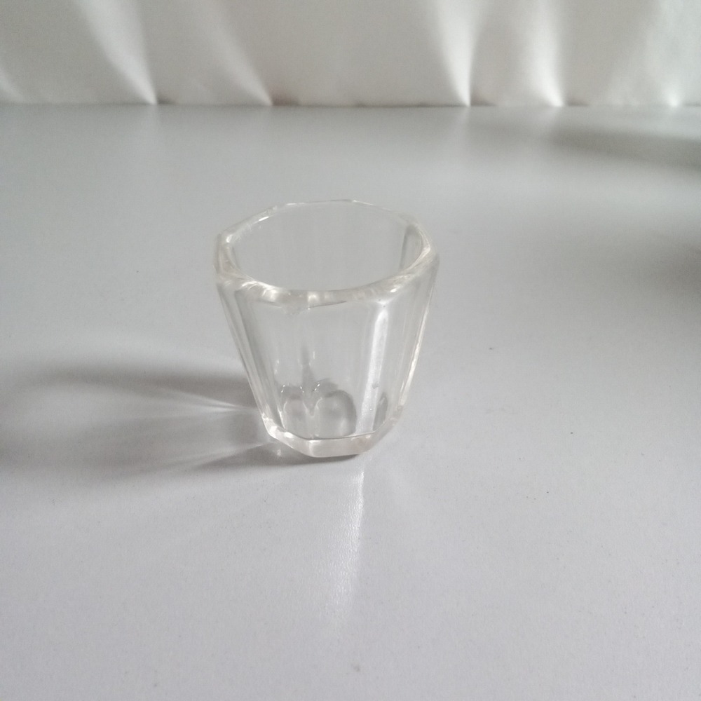 Clear Glass Octagonal Paneled Toothpick Holder Tapered Small Vessel